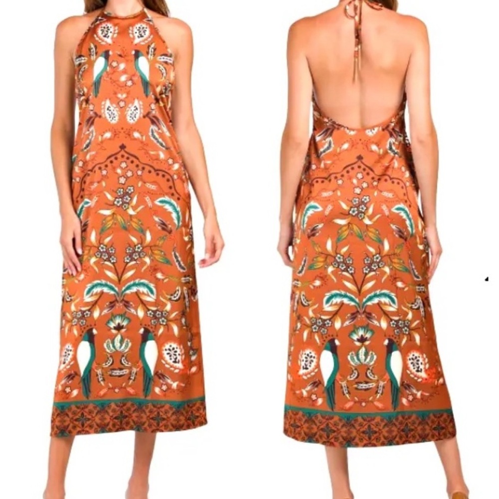 House of Harlow 1960 Floral Parrot Open Back Maxi Dress
